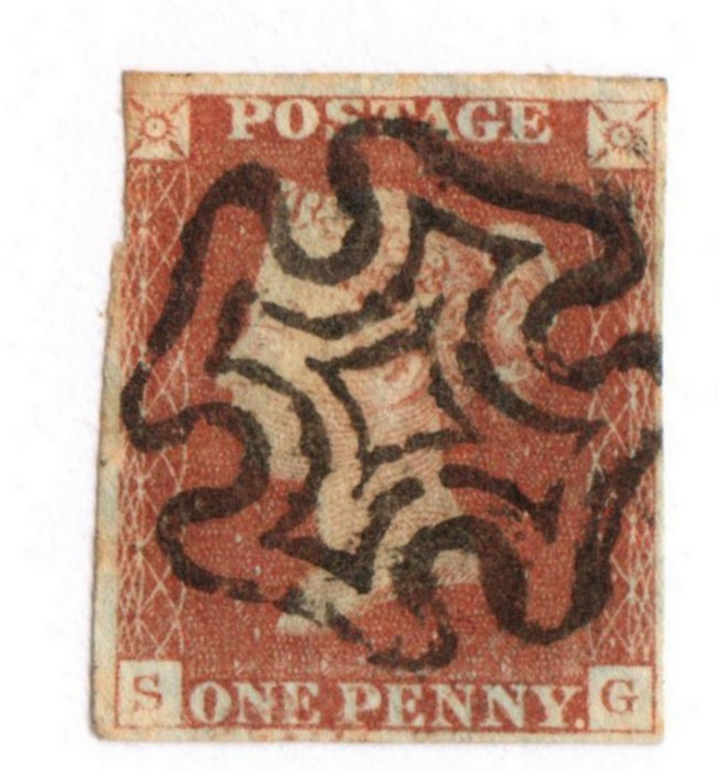 GREAT BRITAIN 1841 1d Red- Brown from black plate 1b. Imperf. Almost four margins. Maltese cross cancel. Letters SG. - 70049 - U image 0