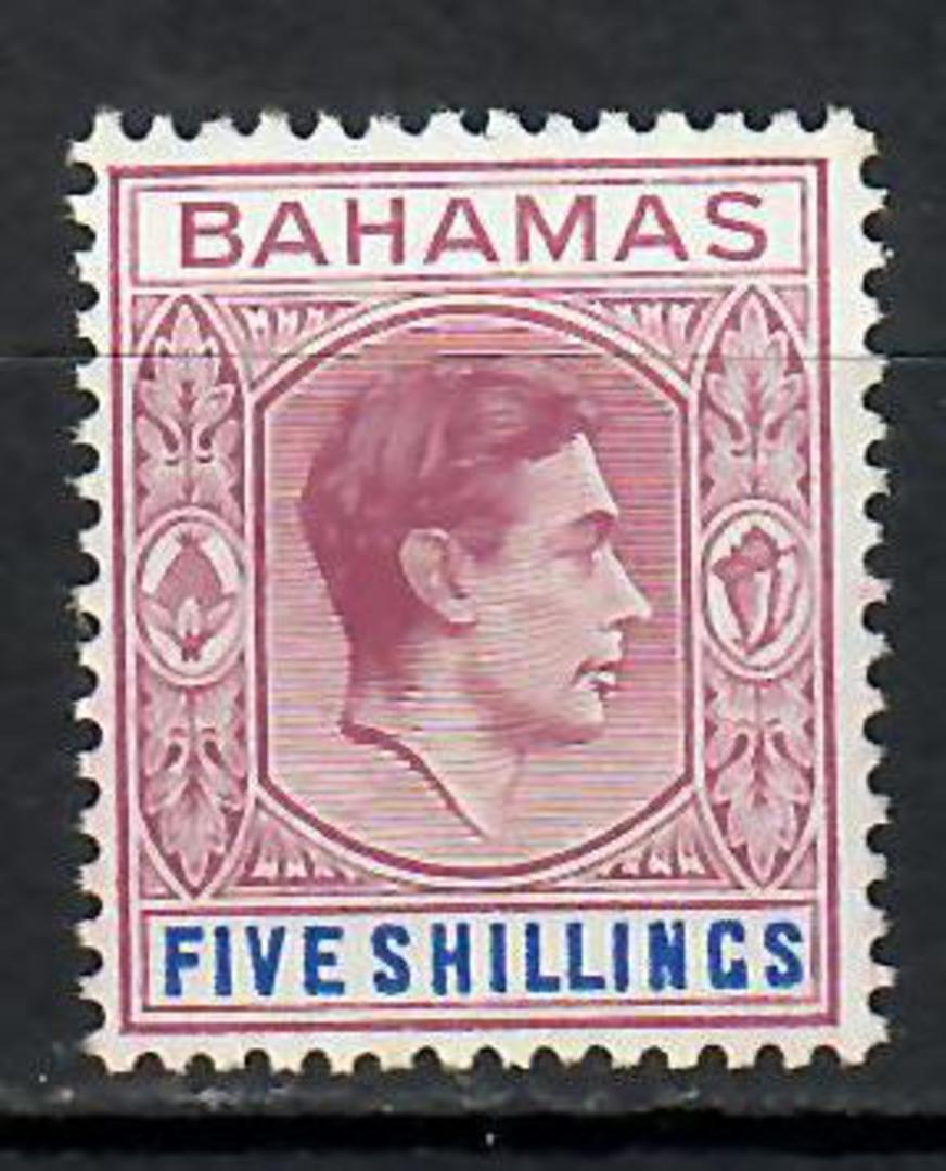 BAHAMAS 1938 Geo 6th Definitive 5/- Red-Purple and Deep Bright Blue. - 70974 - UHM image 0