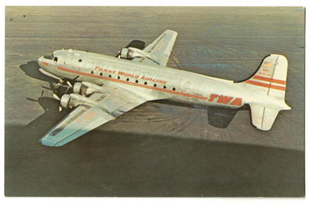 Coloured postcard of TWA Douglas C54 Skymaster. - 40864 - Postcard image 0