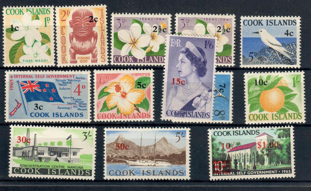 COOK ISLANDS 1967 Definitives. Simplified set of 12 values. Scott 179-191. $US 30.15. - 21089 - LHM image 0