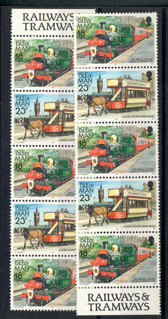 ISLE OF MAN 1988 Definitives Railways and Tramways. Strip of 5 from special booklet sheet of 50 as detailed in the note in SG. H image 0