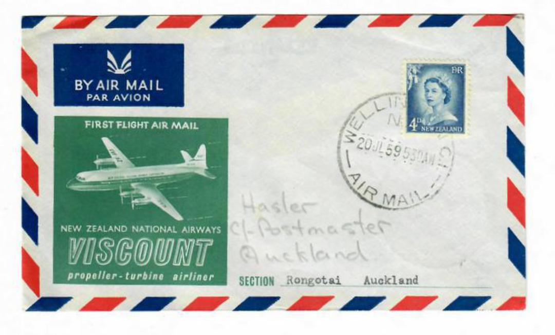 NEW ZEALAND 1959 Cover First Flight NAC Viscount Rongotai to Auckland. - 31029 - image 0