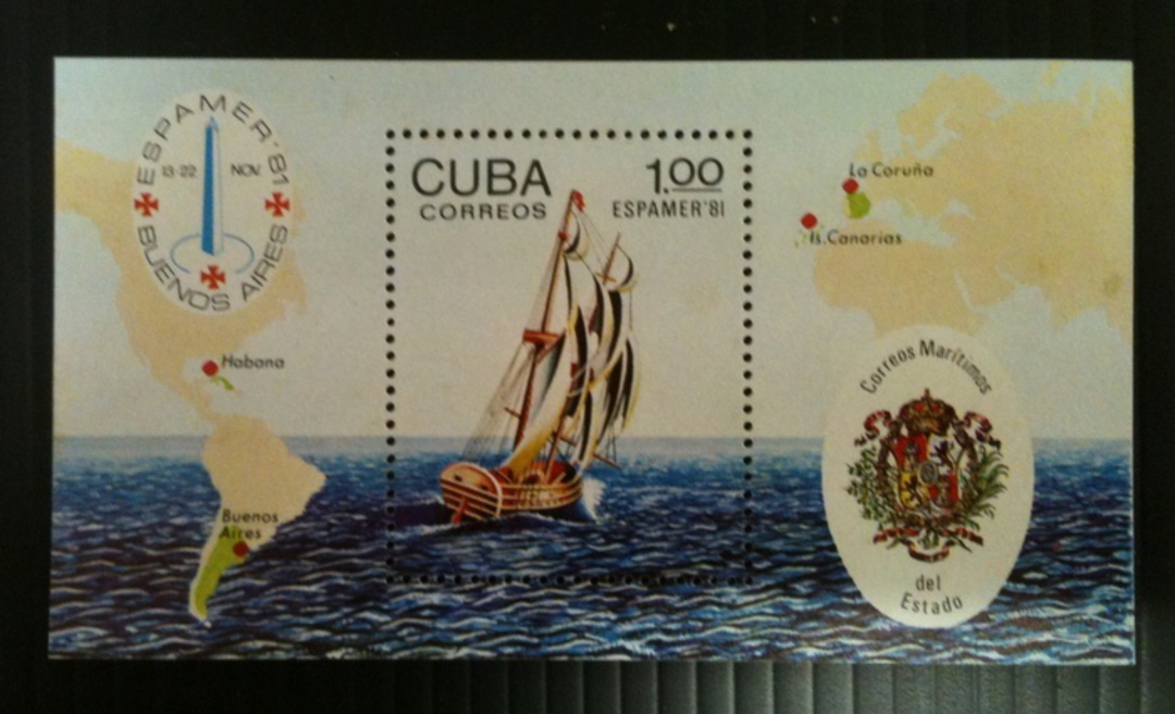 CUBA 1981 Espamer '81 International Stamp Exhibition. Sailing Ship. Miniature sheet. - 15117 - UHM image 0