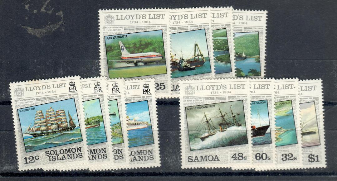 COLLECTION 1984 250th Anniversary of 250th Anniversary of Lloyds List. Set of 4.'s List. Three sets of 4 each. SAMOA  SOLOMON IS image 0