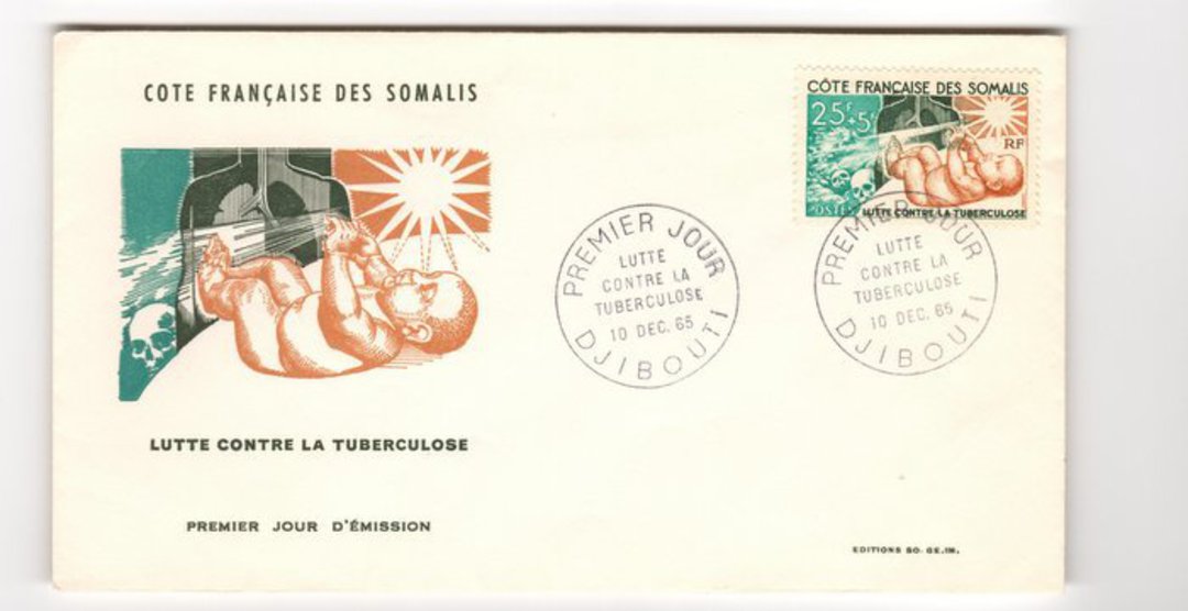 FRENCH SOMALI COAST 1965 Anti-Tuberculosis Campaign on first day cover. - 38273 - FDC image 0