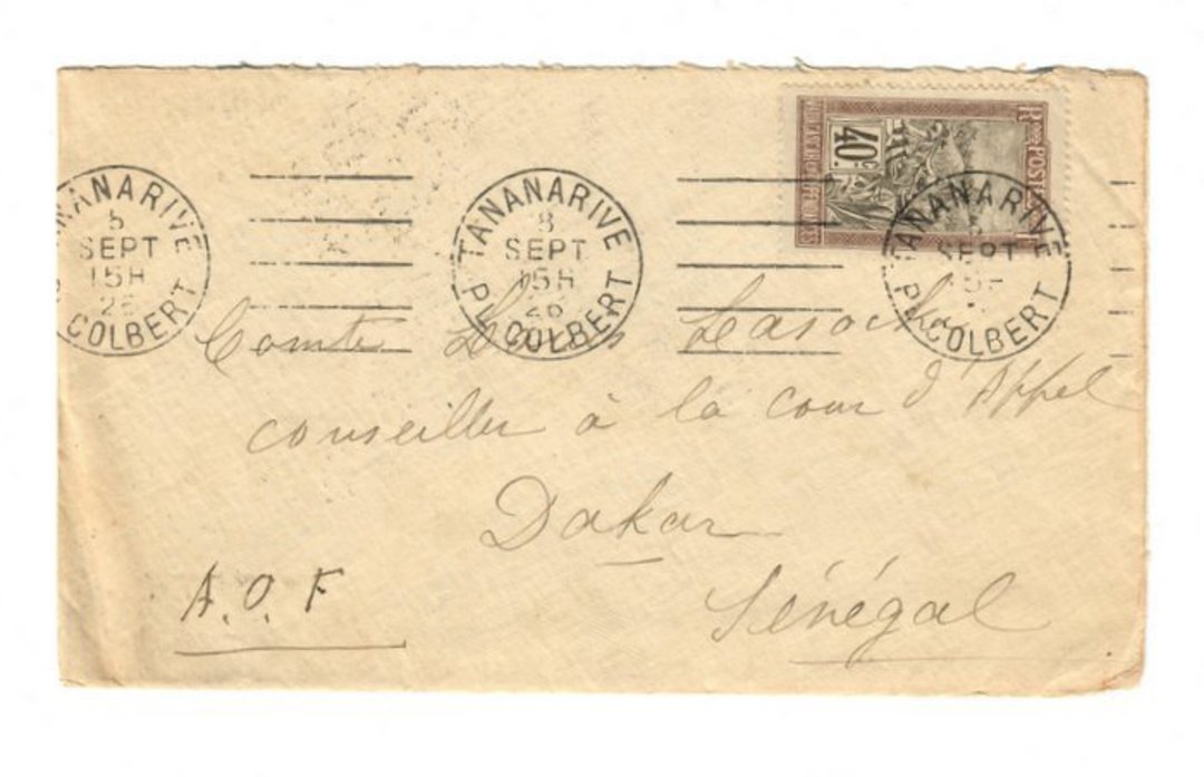 MADAGASCAR 1928 Letter from Tananarive to Dakar Senegal. - 37667 - PostalHist image 0