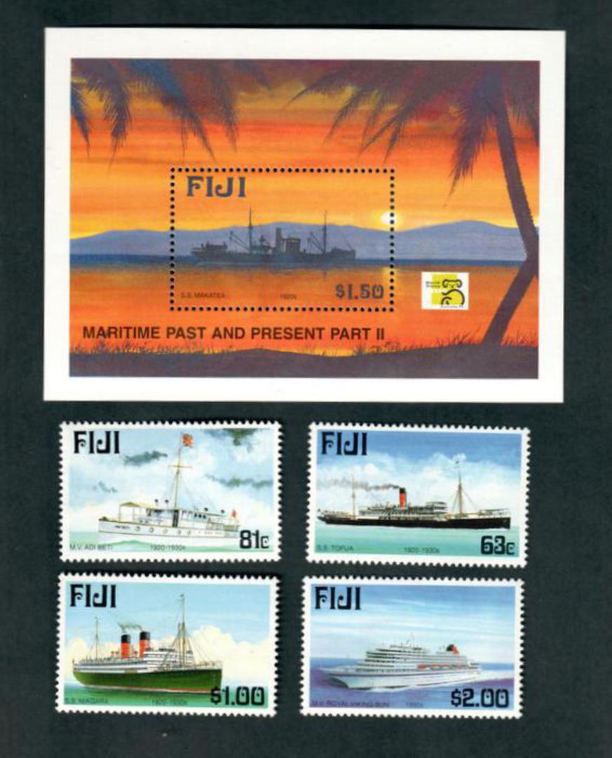 FIJI 1999 Maritime Past and Present. Second series. Set of 4 and miniature sheet. - 52494 - UHM image 0