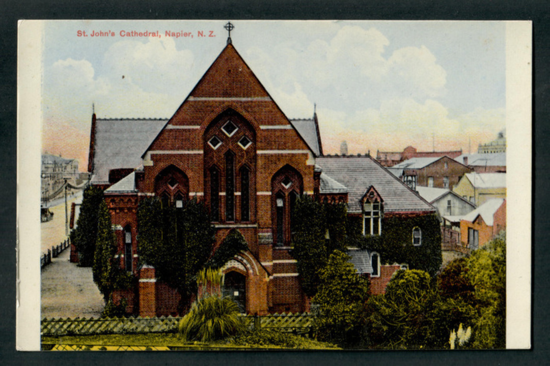 Coloured postcard of St Johns Cathedral Napier. - 47879 - Postcard image 0