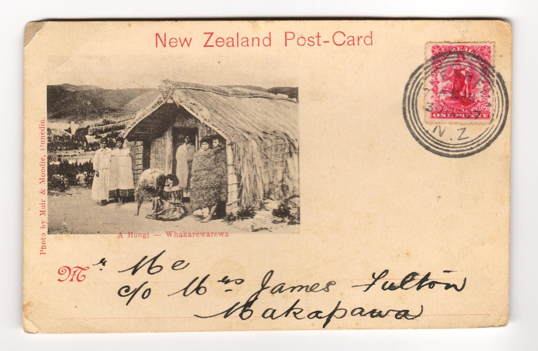 NEW ZEALAND Postmark Blenheim MAHAKIPAWA. H Class cancel on very early Muir and Moodie postcard. - 30918 - Postmark image 0