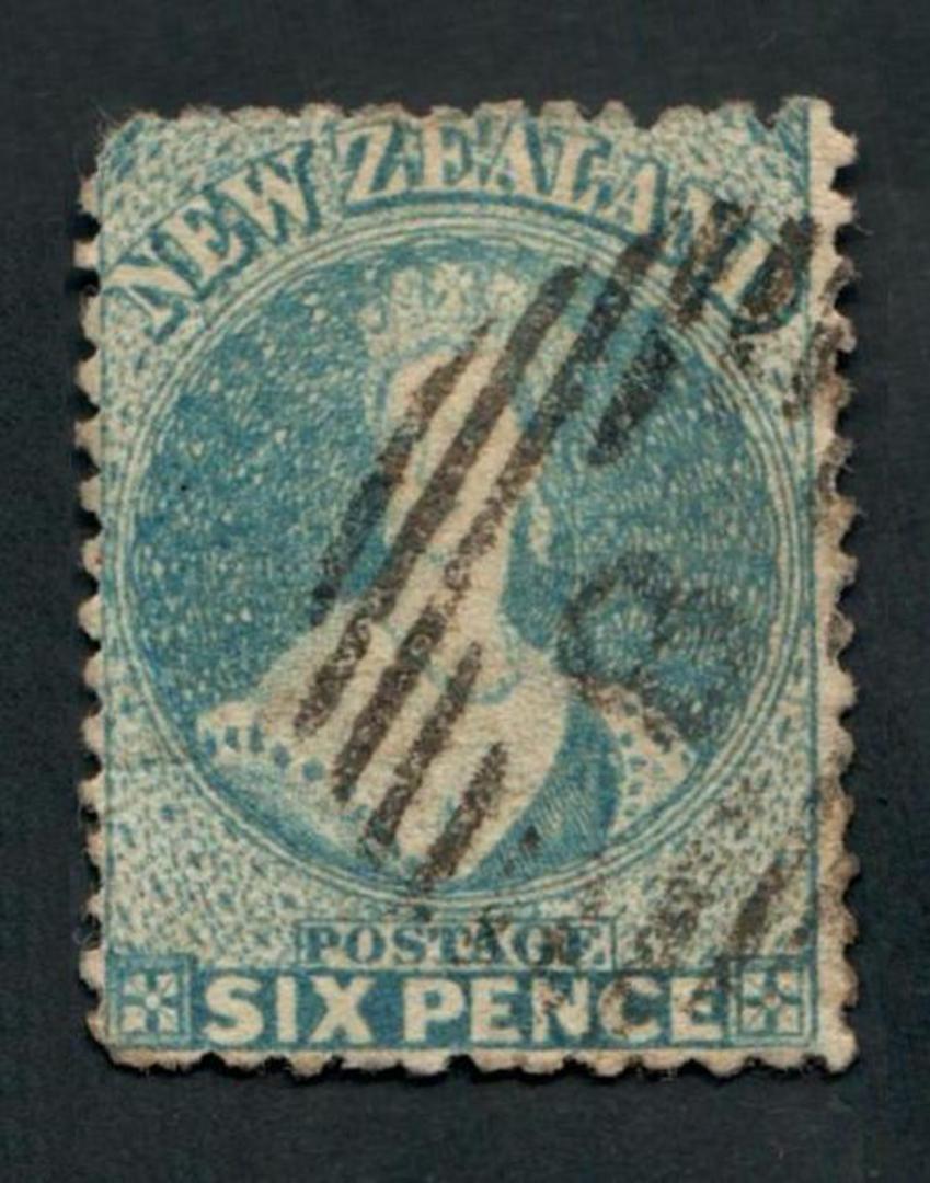 NEW ZEALAND 1862 Full Face Queen 6d Blue. Nice cancel 8. Dull corner. - 39996 - Used image 0