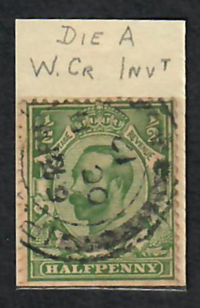 GREAT BRITAIN 1911 Geo 5th Definitive ½d Green. Die A. Watermark Imperial Crown Inverted. - 70356 - Used image 0