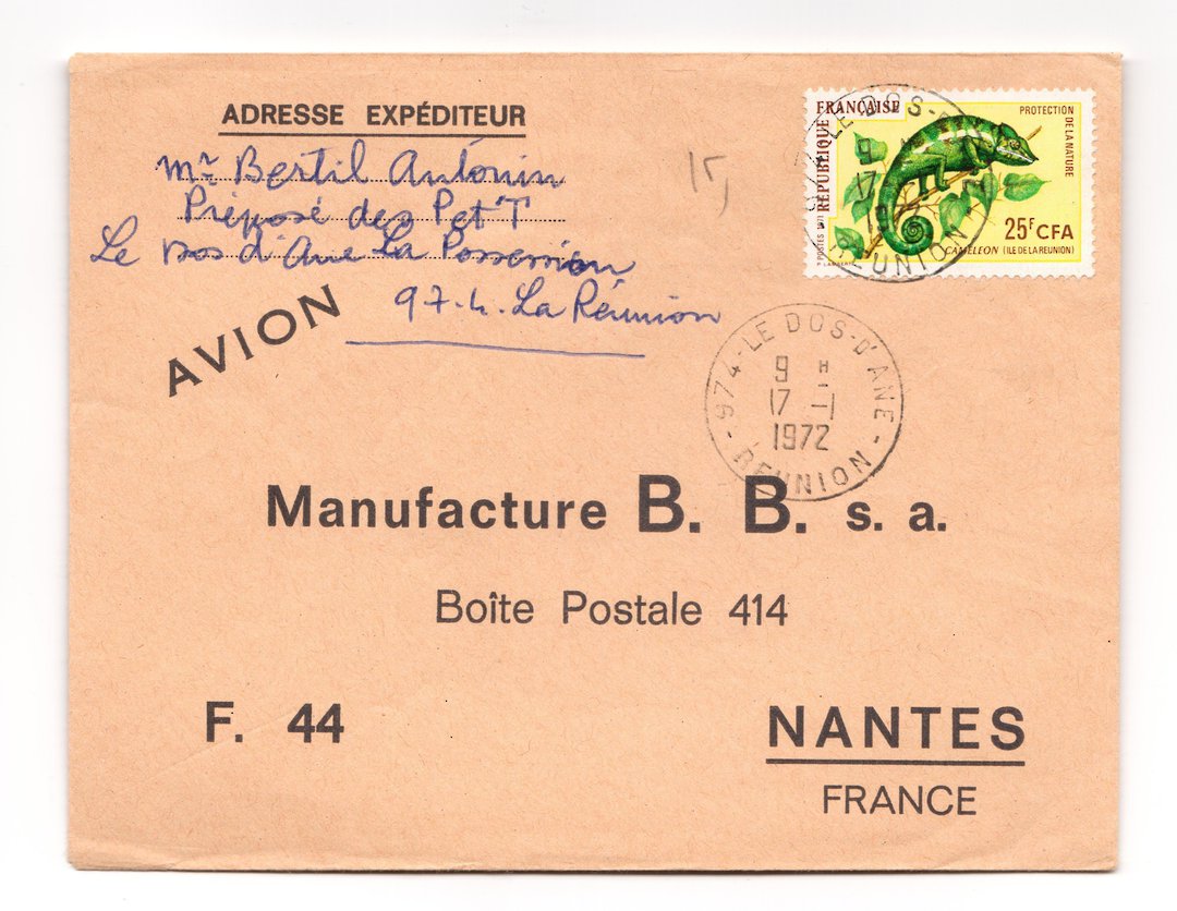 REUNION 1972  Airmail Letter from St Denis to Nantes. - 38177 - PostalHist image 0