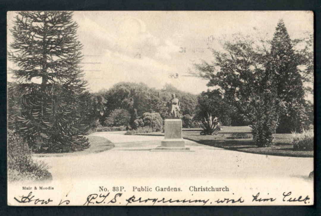 Early Undivided Postcard by Muir & Moodie of The Public Gardens Christchurch. - 248530 - Postcard image 0