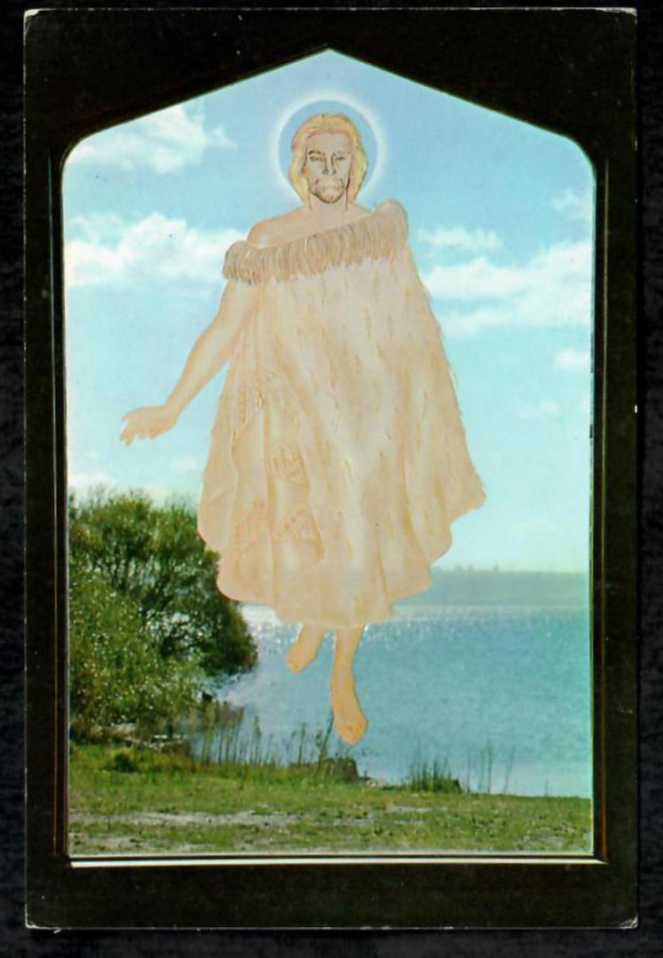 Modern Coloured Postcard by Peter Fenwick of Christ in the Horowai St Faith's Church. - 445920 - Postcard image 0