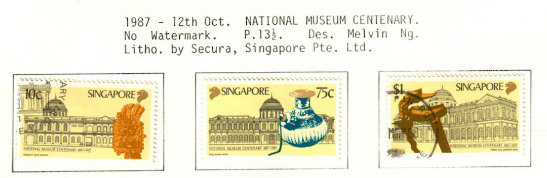 SINGAPORE 1987 Centenary of the National Museum. Set of 3. - 59656 - VFU image 0