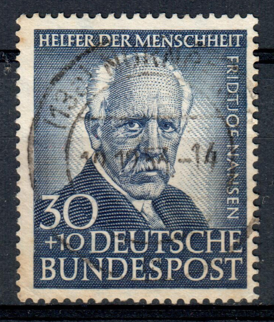 WEST GERMANY 1953 Humanitarian Relief Fund 30pf + 10pf Deep Blue. - 76034 - FU image 0