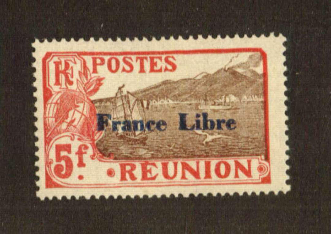 REUNION 1943 France Libre 5f Sepia and Rose. - 71271 - Mint image 0