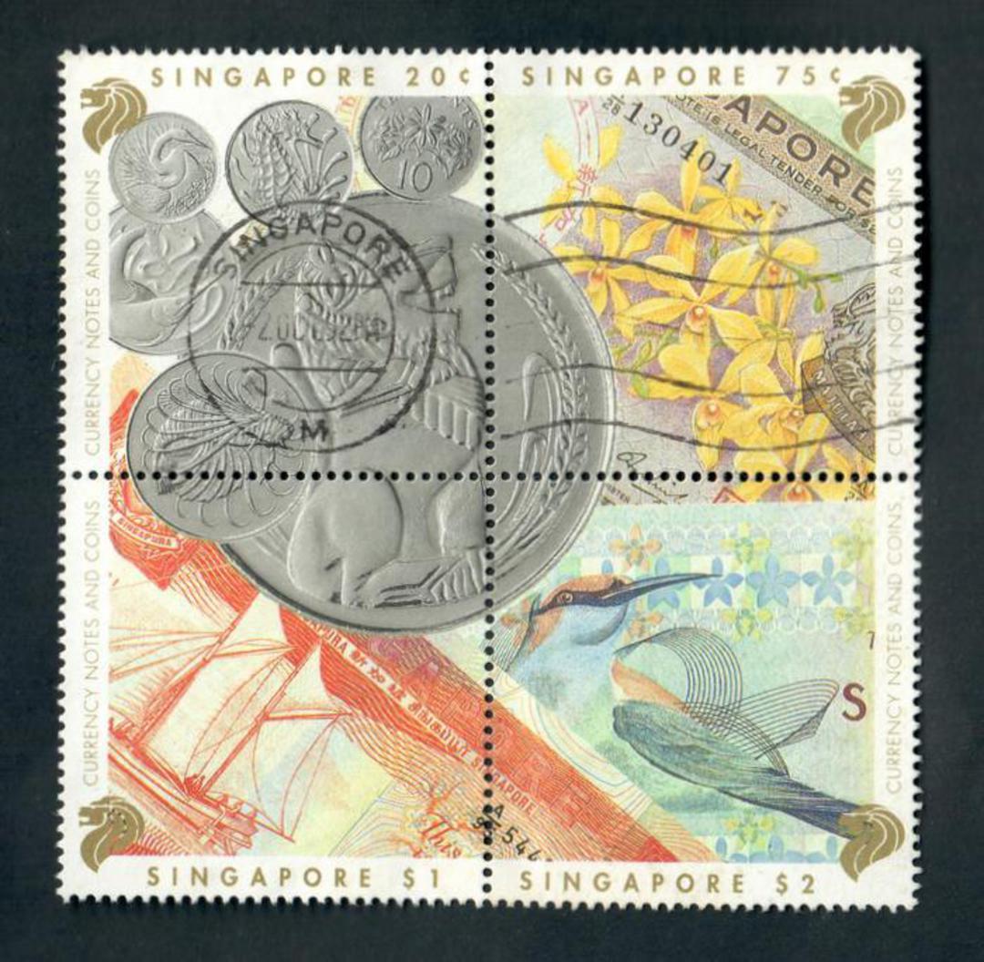 SINGAPORE 1992 25th Anniversary of the Currency of Singapore. Block of 4. - 50192 - Used image 0