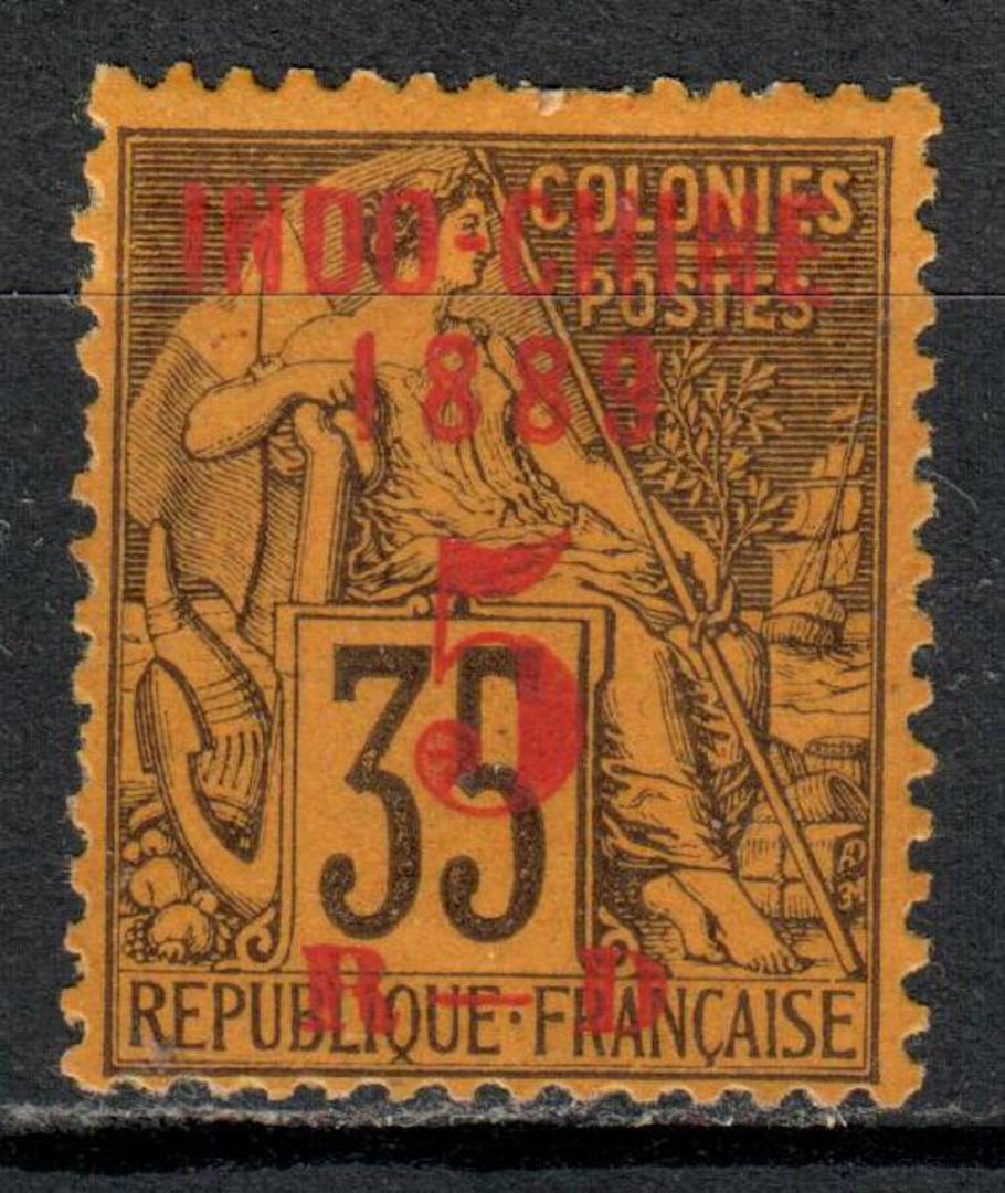 INDO-CHINA 1889 Definitive 5 on (French Colonies) 35c Black on Orange. Surcharge in red. image 0
