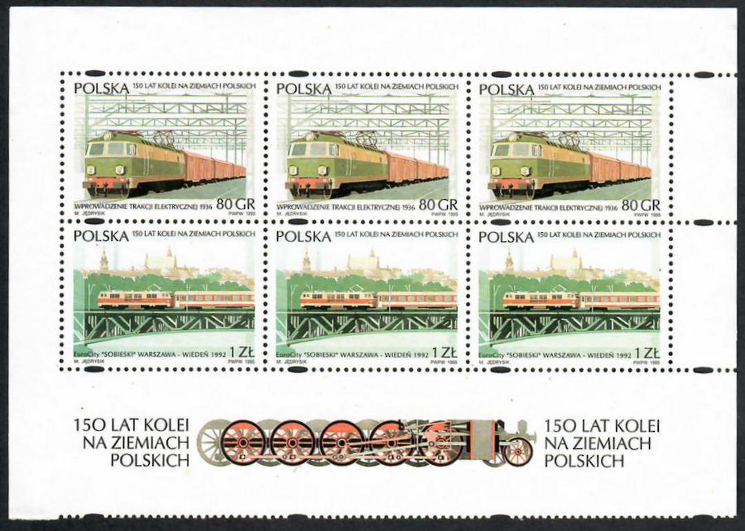 POLAND 1995 150th Anniversary of Polish Railways. Unlisted miniature sheet. - 23785 - UHM image 0