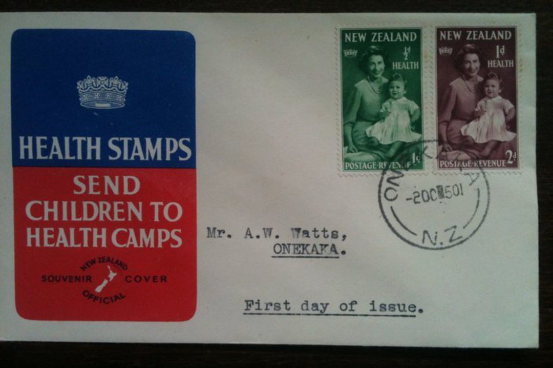 NEW ZEALAND Postmark Nelson ONEKAKA. J Class cancel on 1950 Health first day cover. - 36472 - Postmark image 0