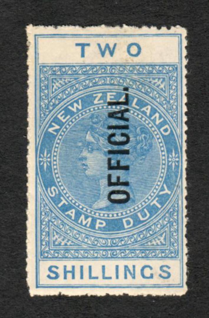 NEW ZEALAND 1882 Long Type Postal Fiscal Official 2/- Blue. - 74683 - Mint image 0