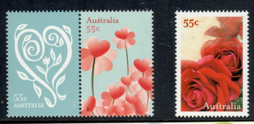 AUSTRALIA 2009 With Love. Set of 3 including the joined pair. - 50430 - UHM image 0