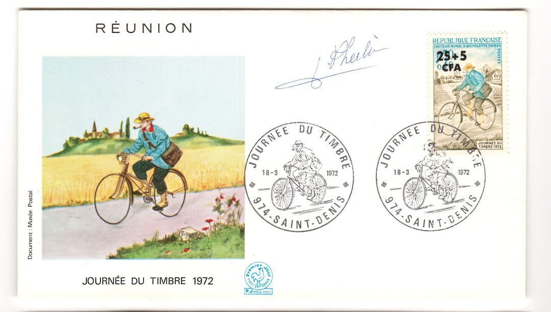 REUNION 1972 Stamp Day on first day cover. Cycling. - 38168 - FDC image 0