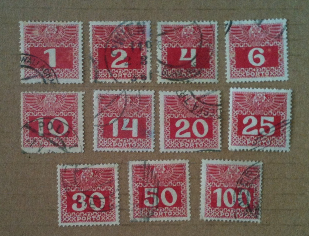 AUSTRIA 1908 Postage Due. Set of 11. Enamelled paper. - 25535 - Used image 0