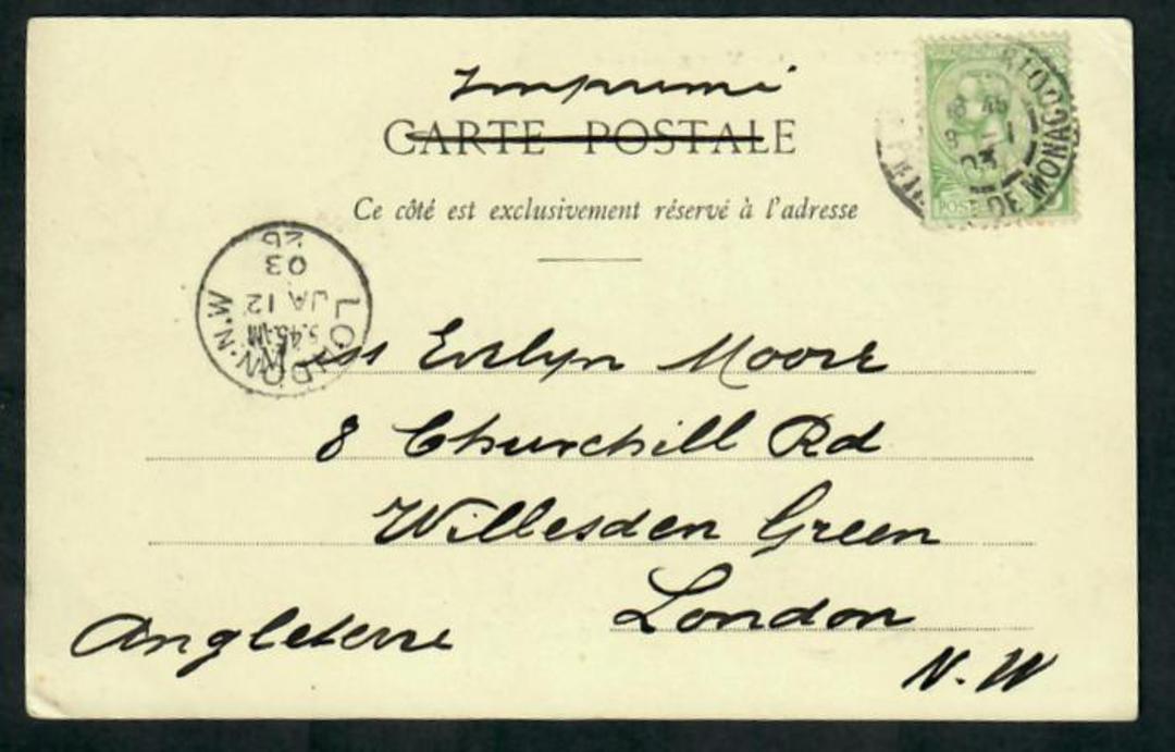 MONACO 1903 Postcard of Monte Carlo to London. Nice receiving cancel. - 31265 image 0
