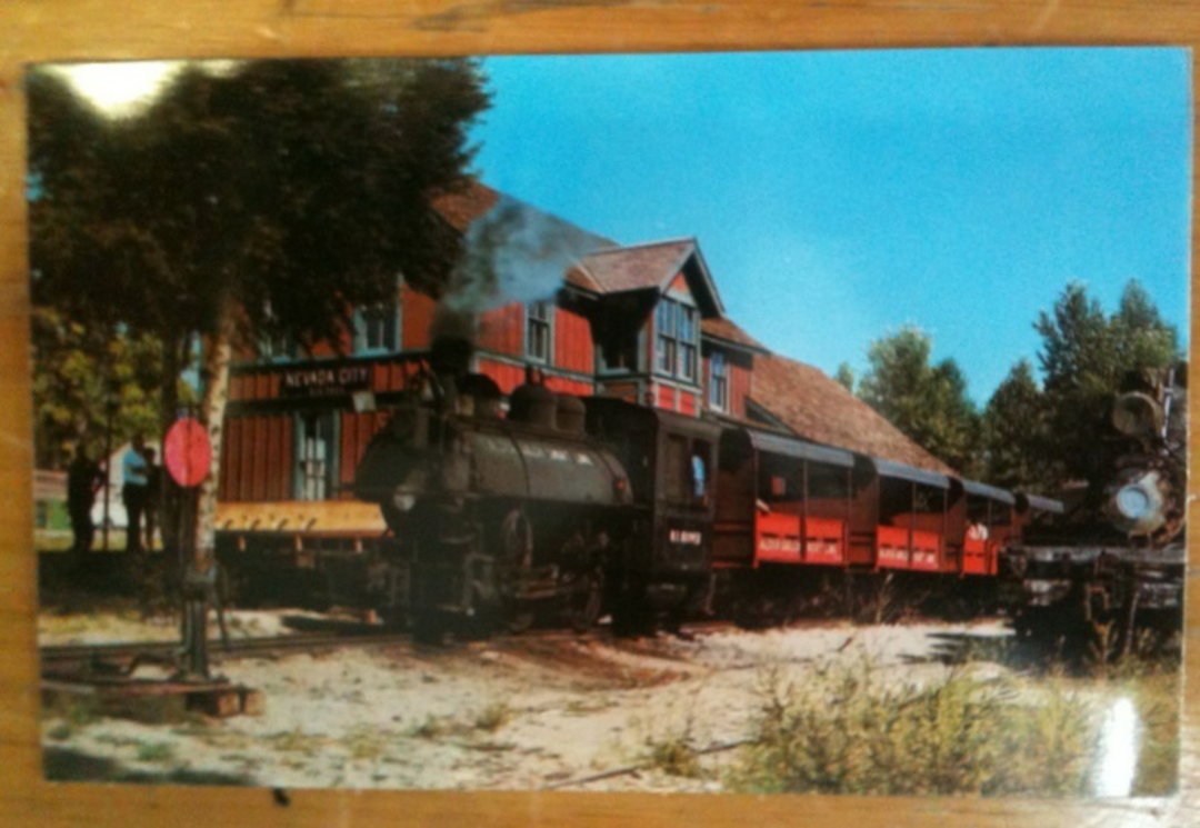 USA Coloured postcard of Shortline Steam Engine at Nevada City Montana. - 40603 - Postcard image 0
