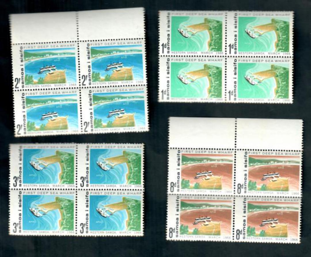 SAMOA 1966 Opening of the First Deep Sea Wharf. Set of 4 in blocks of 4. - 52156 - UHM image 0