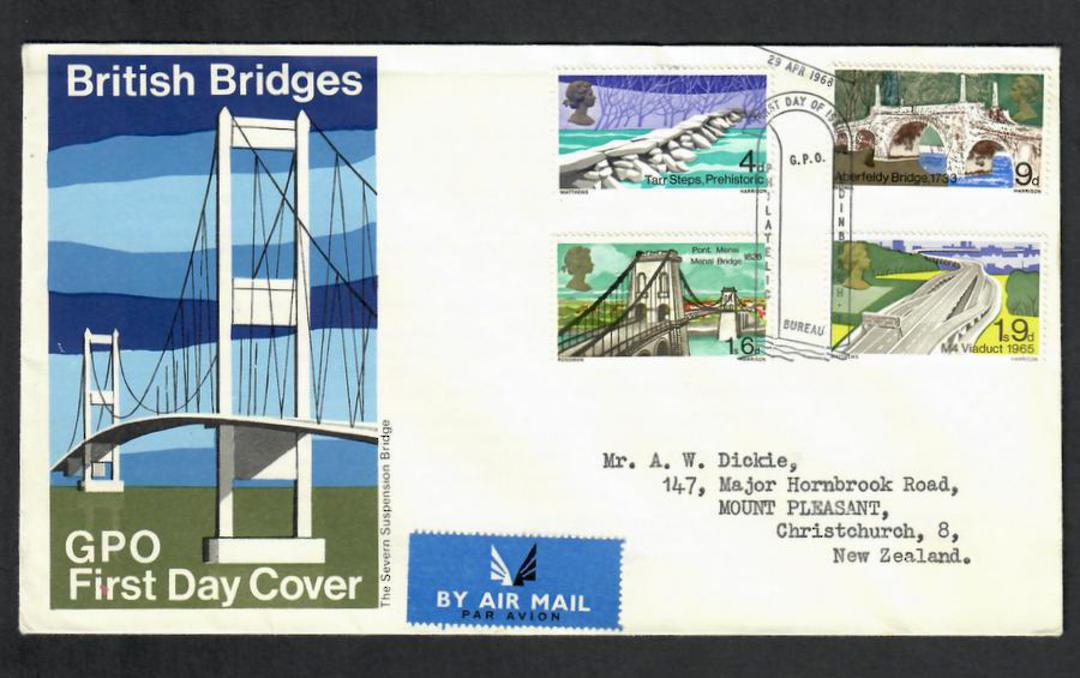 GREAT BRITAIN 1968 Bridges. Set of 4 on first day cover. - 130327 - FDC image 0