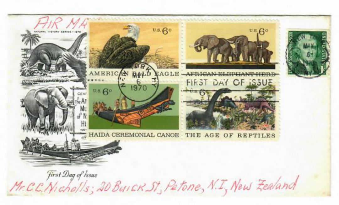 USA 1970 Museum of Natural History. Block of 4 on first day cover. - 31118 - FDC image 0