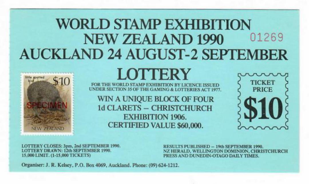NEW ZEALAND 1990 World Stamp Exhibition. Lottery Ticket. - 30049 - Cinderellas image 0