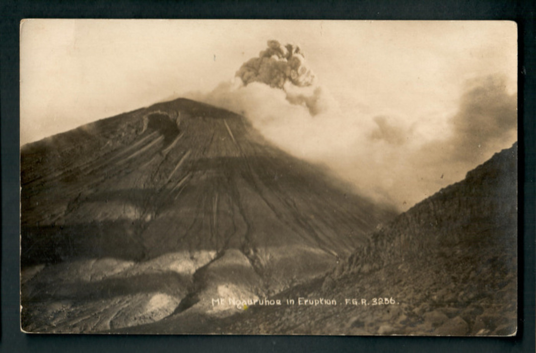 Real Photograph by Radcliffe of Mt Ngauruhoe in Eruption. - 46808 - Postcard image 0