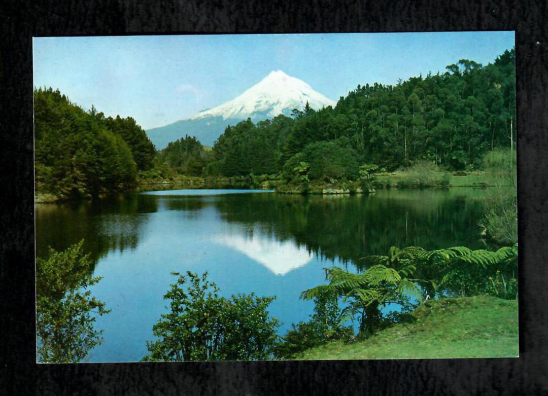 Modern Coloured Postcard by Gladys Goodall of Mt Egmont reflected in Lake Mangamahoe. - 444509 - Postcard image 0
