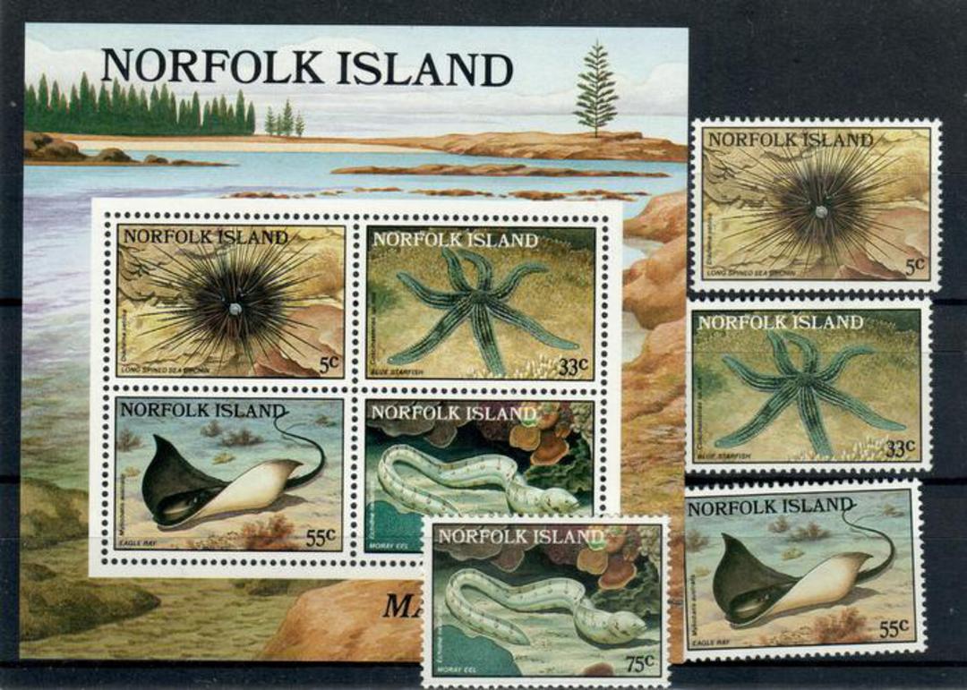 NORFOLK ISLAND 1986 Marine Life. Set of 4 and miniature sheet. - 21426 - UHM image 0
