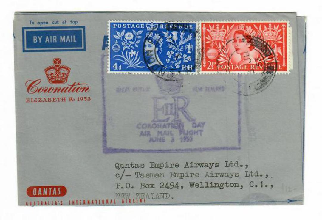 GREAT BRITAIN 1953 Coronation flight cover to New Zealand. - 30124 - PostalHist image 0
