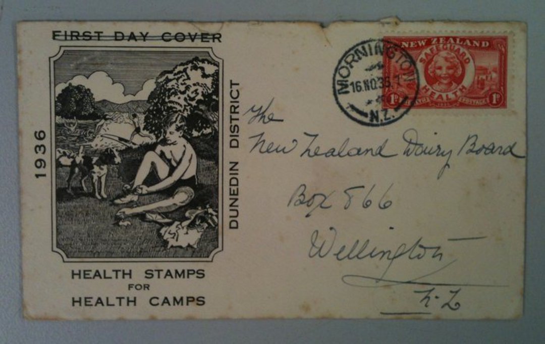 NEW ZEALAND 1936 Health on illustrated first day cover. Scarcity 4. Toned. - 36513 - FDC image 0
