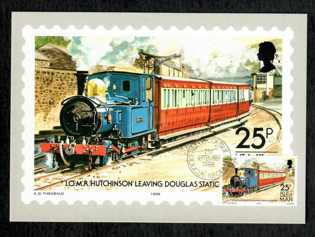 ISLE OF MAN 1988 Railways. 4 values on maxim cards. - 444720 - Postcard image 2