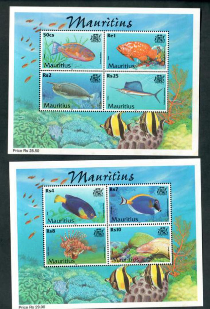 MAURITIUS 2000 Fish. 2 miniature sheets. - 52336 - UHM image 0