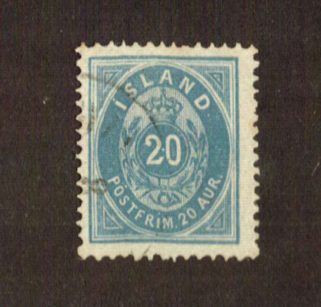 ICELAND 1891. 20aure greenish blue.fresh and clean. Good perfs. No thins - 71422 - VFU image 0