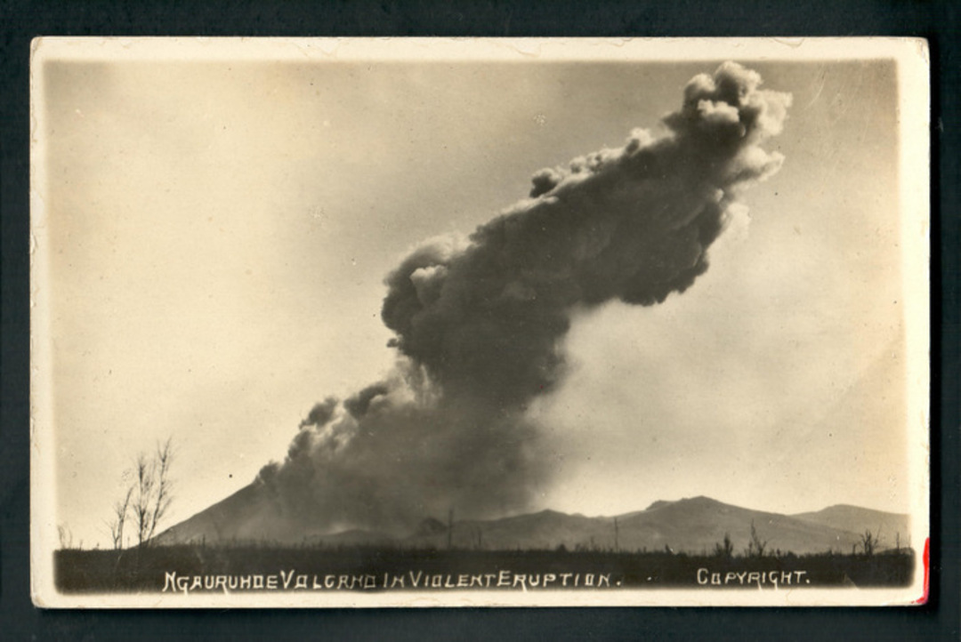 Real Photograph of Ngauruhoe Volcano in violent eruption. - 46824 - Postcard image 0