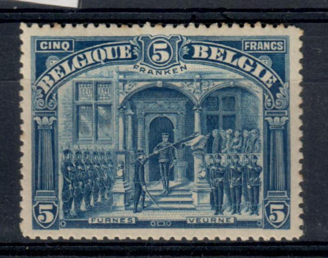 BELGIUM 1919 the famous "FRANKEN" spelling on the 5f blue. Great centering, nice perfs. Fresh and clean. A very good copy of thi image 0