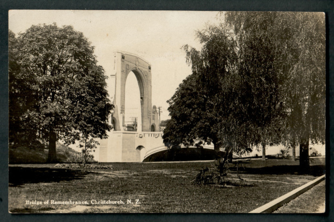 Real Photograph of Bridge of Remembrance Christchurch. - 48368 - Postcard image 0