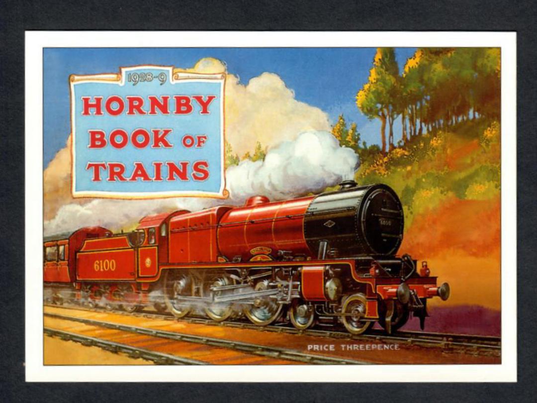 Postcard. Modern reproduction of old advertising poster, Hornby Book of Trains 1928-1929 LMS 6100. - 444719 - Postcard image 0
