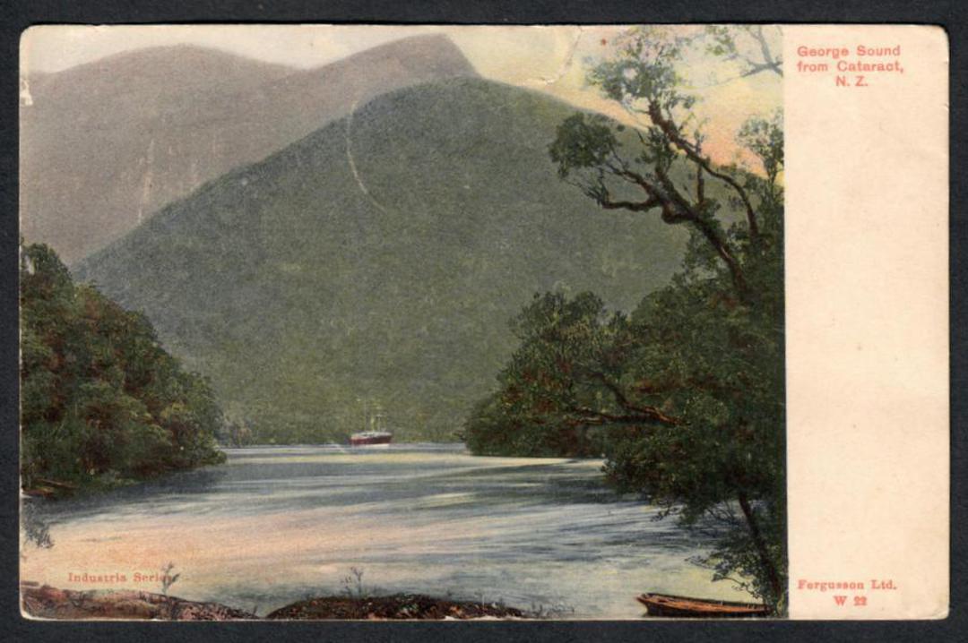 Coloured postcard of George Sound from the Cataract. - 49811 - Postcard image 0
