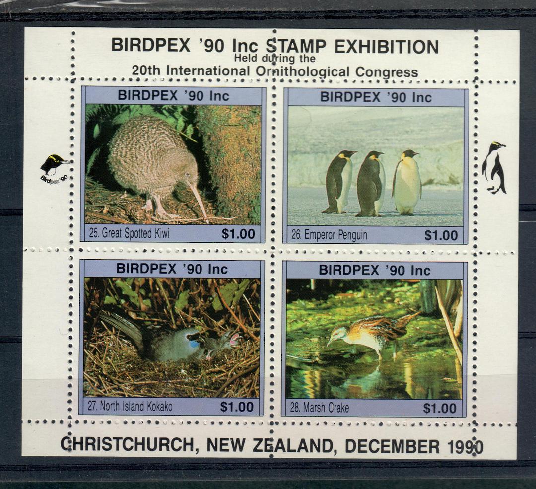 NEW ZEALAND 1990 Birdpex  miniature sheet 25-28. - 21008 - UHM image 0