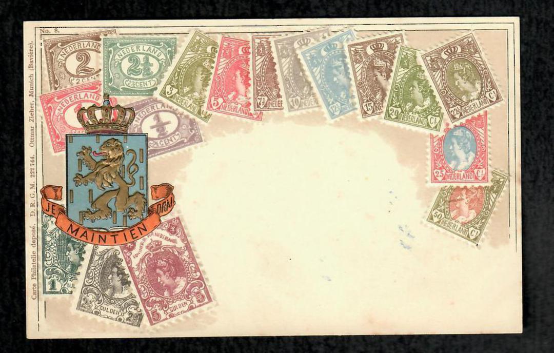 NETHERLANDS Coloured postcard featuring the stamps of Netherlands. - 42122 - Postcard image 0